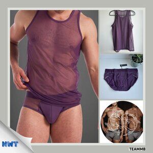 Teamm8 - Score Sheer Tank and Brief Set - Plum Purple (M) - PRICE FIRM